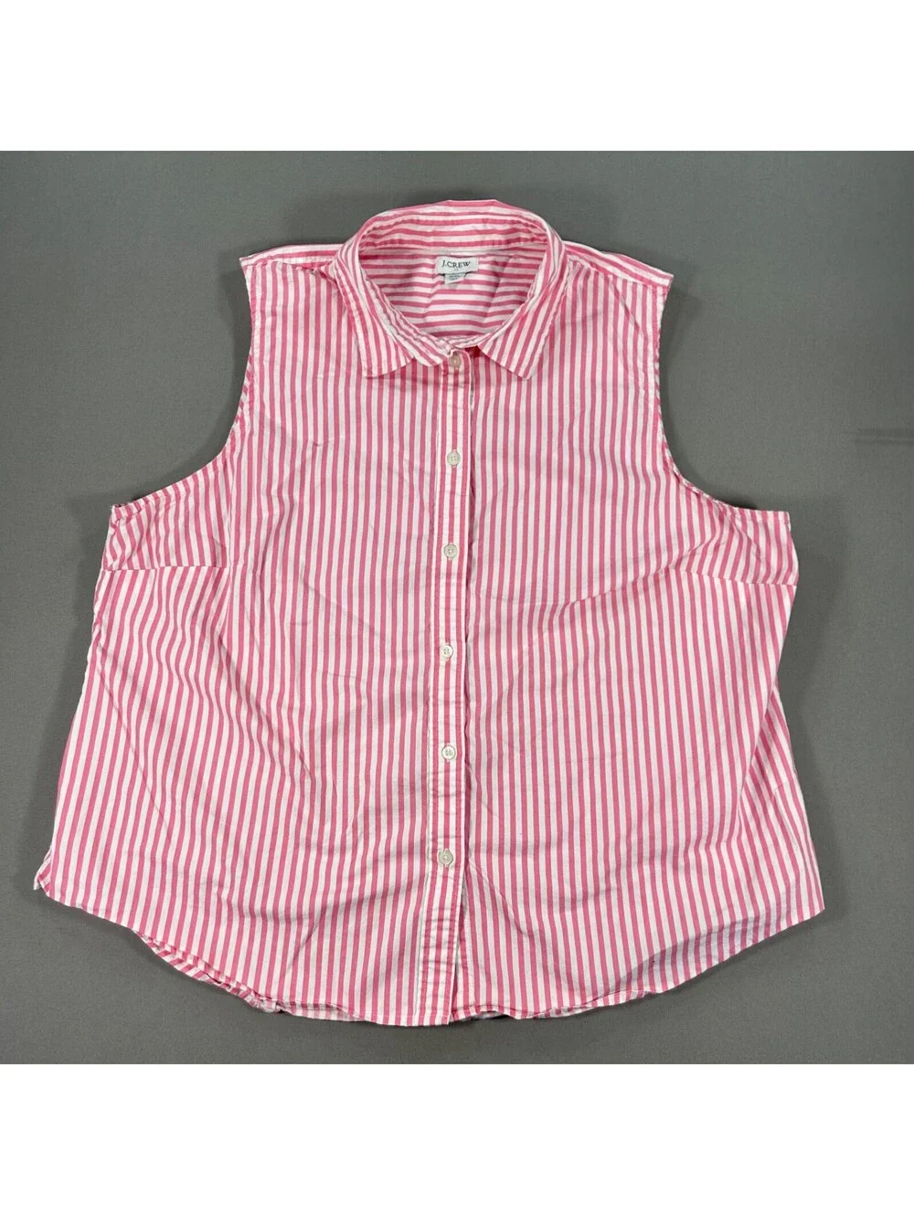 J. Crew Tank Top Women's XXL Stripe Button Up Nautical Beach Casual Travel Pink